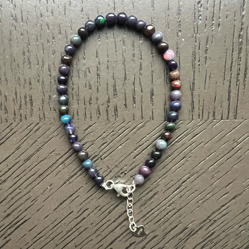 HQ Black opal adjustable bracelet 4mm SIZE 6.25-7’